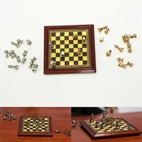 1:12 Scale Dollhouse Miniature Metal Chess Set Board Toy Home Room Dollhouse Set Toys