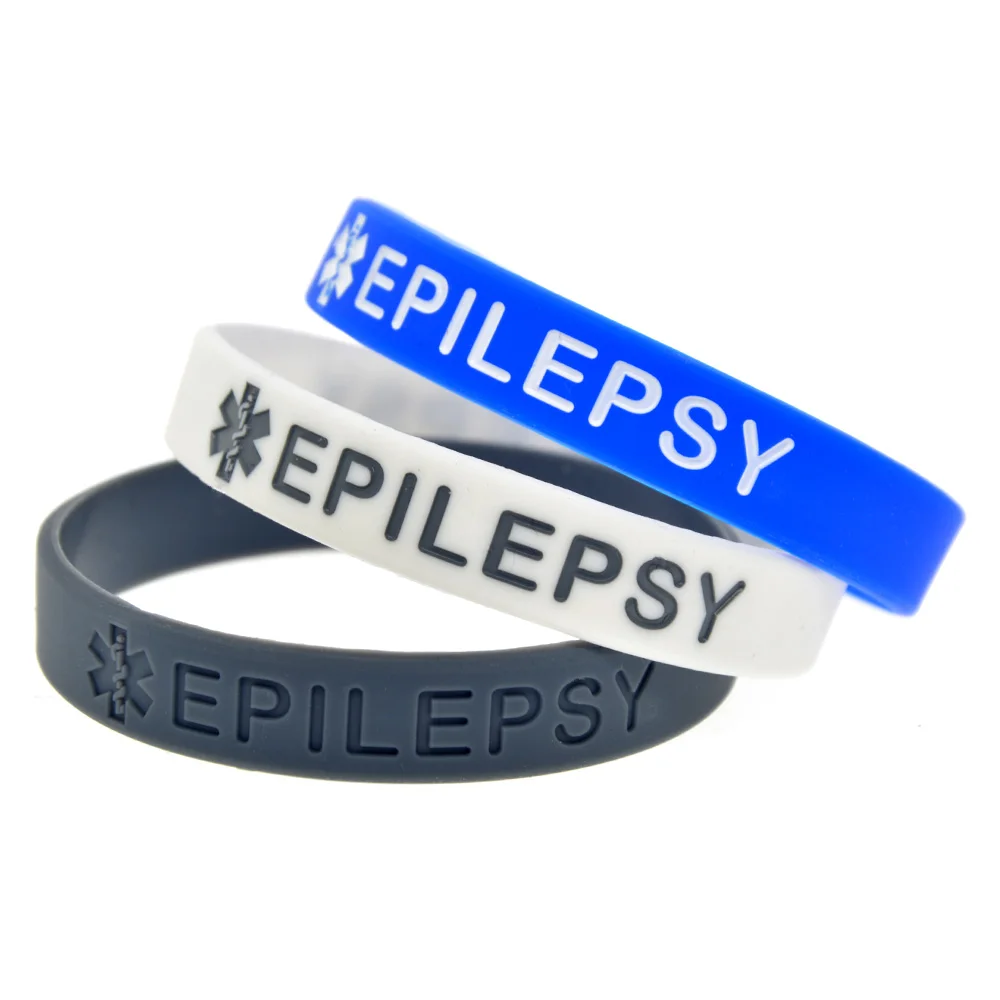 

50 Pcs Epilepsy Silicone Bracelet Medical Rubber Wristband Adult Size 4 Colors