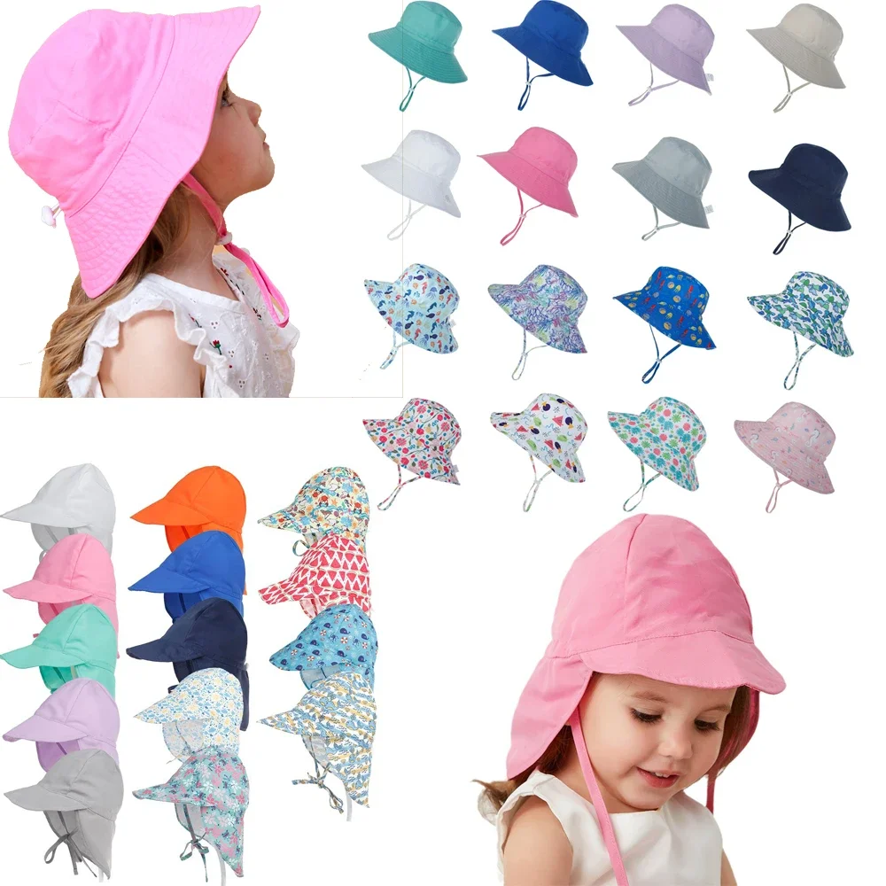 

Toddler Boy Hat Newborn Baby Girl Hat Summer Panama Sun Hat Baby Beach Fisherman Bucket Hat Kids Ear Cover Caps