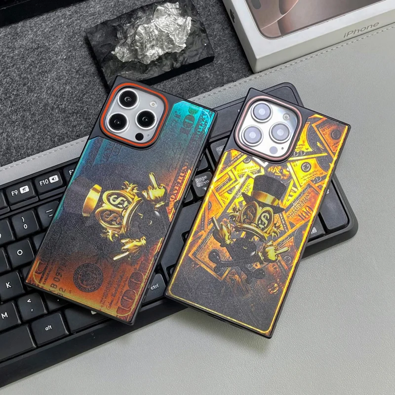 

Square electroplated color-blocking with silver foil coating-Suitable for Qian Duoduoiphone 16promaxPhone caseiphone15proNew ant
