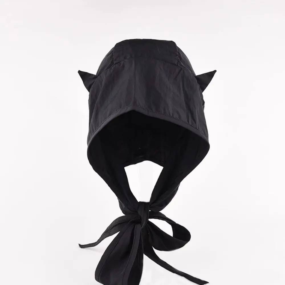 

Cute Solid Color Little Devil Hat Fast-drying Lace-up Lace-up Pullover Hat Pullover Style Shawl Shape Y2K Shawl Hat For Girls