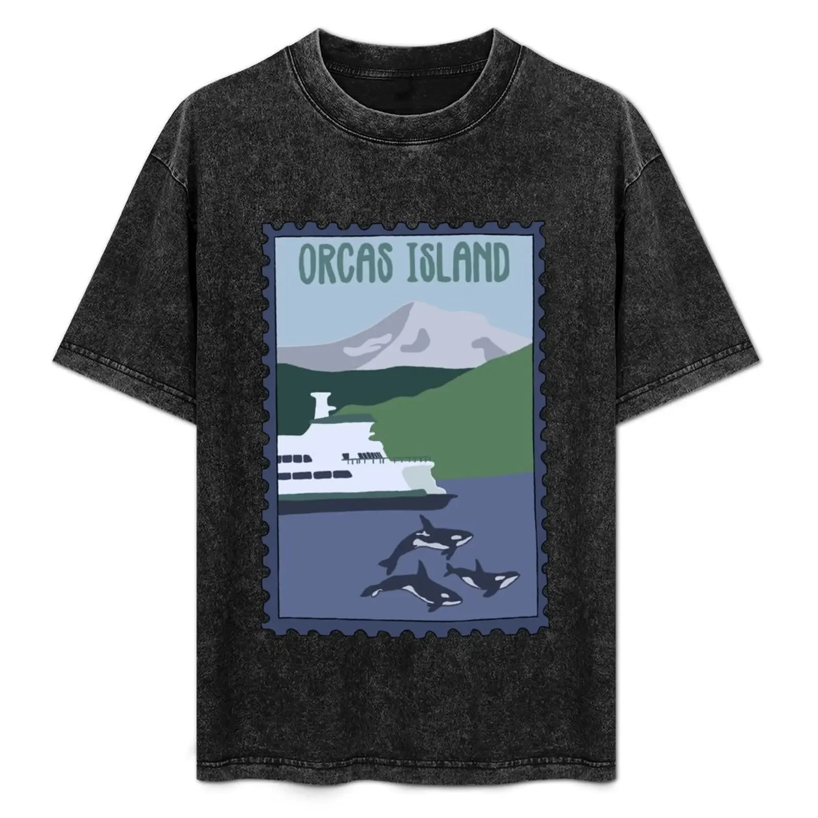 orcas island stamp T-Shirt for a boy anime figures hippie clothes T-shirts for men cotton