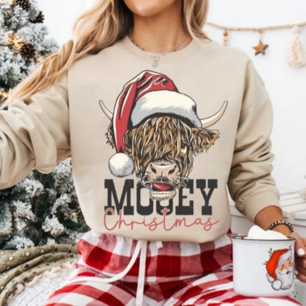 Sweat-shirt de vache de Noël Mooey Sweat à capuche de Noël Sweat à capuche de saison de Noël de ferme Sweat à capuche d'amant de vache des Highlands Sweat à capuche d'hiver