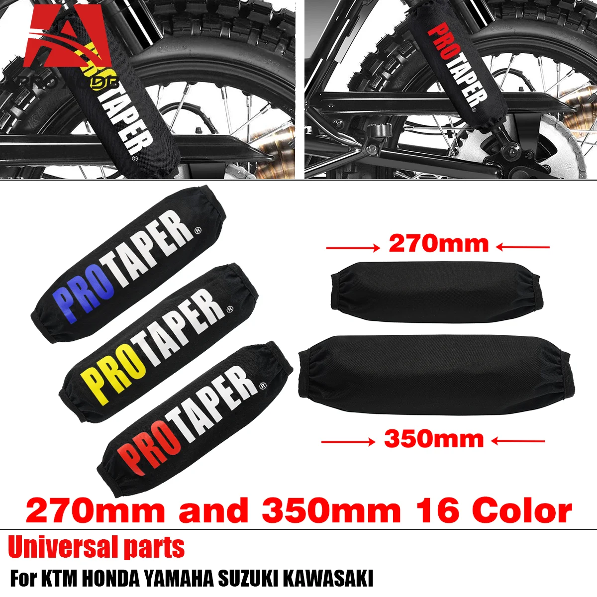 

Motorcycle Universal 270mm 350mm Rear Shock Absorber Suspension Protector Cover For Dirt Pit Bike Electric Car ATV CRF EXC YZF