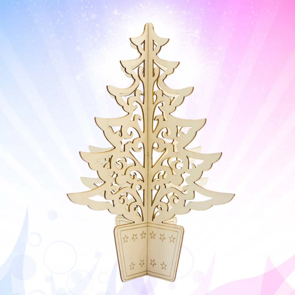 

Hollow Out 3D Wooden Christmas Tree Decoration Handcrafted Wood Carving for Table Shelf Cabinet Indoor Holiday Party Decor Xmas