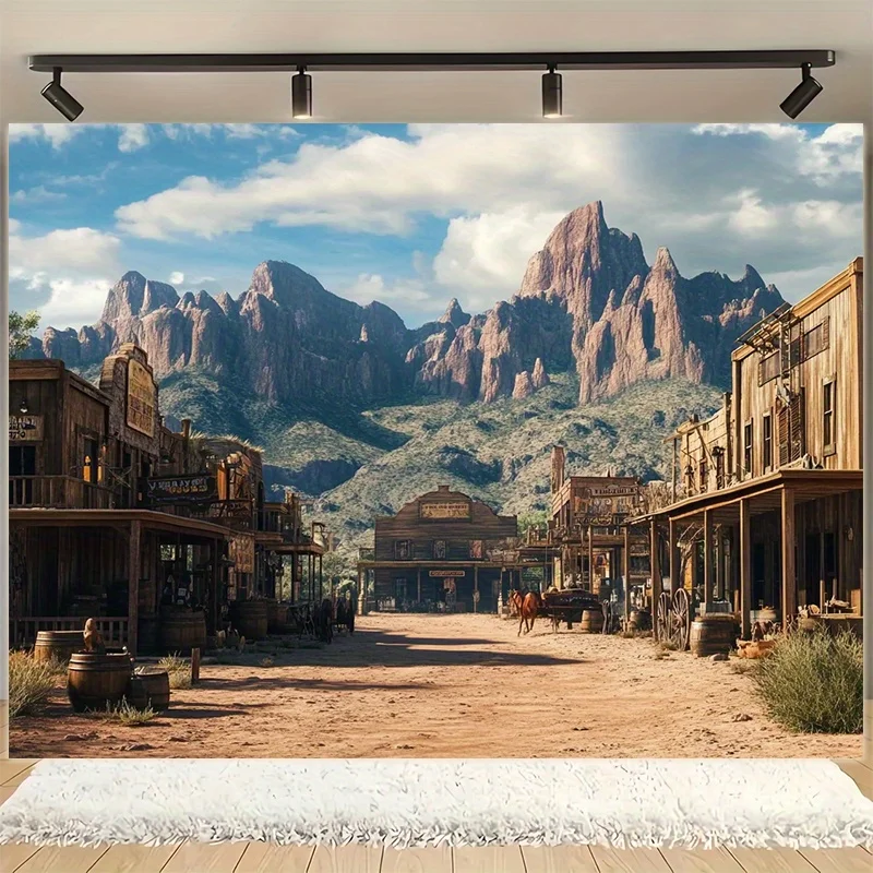 

1 шт. фон для фотосъемки в стиле вестерн-место и баннер для вечеринок — подходит для вечеринок в помещении и на открытом воздухе и фестивальных украшений