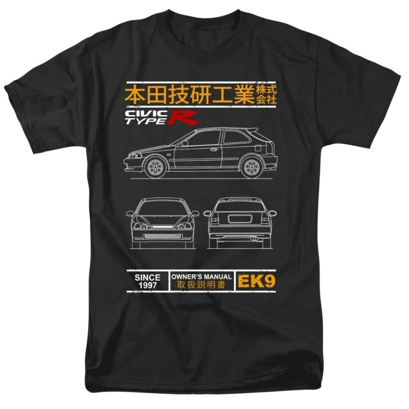 

Мужская и женская футболка Honda Summer Blueprint of The Civic Type R Racing Motorcycle Riding Off-Road Lovers с короткими рукавами