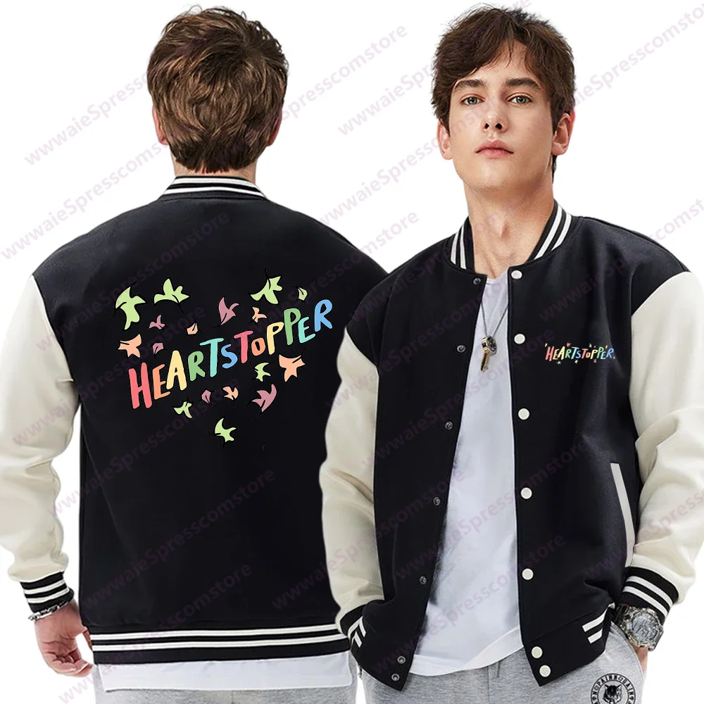 Hot New Fashion Heartstopper Baseball Shirt Unisex Fashion Casual Button Up Sweatshirt Jacket Top