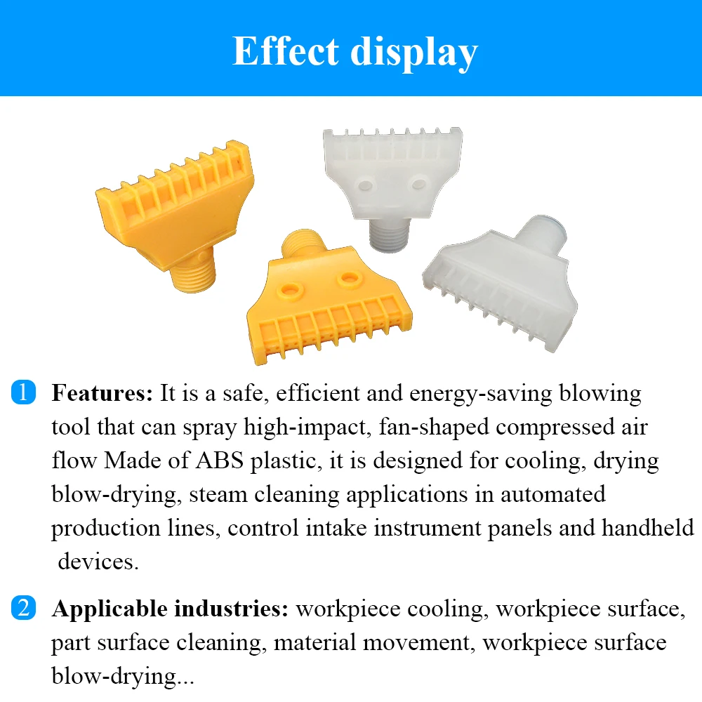 ABS plastic air blowing nozzle stainless steel air blowing head wind blade comb-type nozzle 1/4F type air blowing nozzle