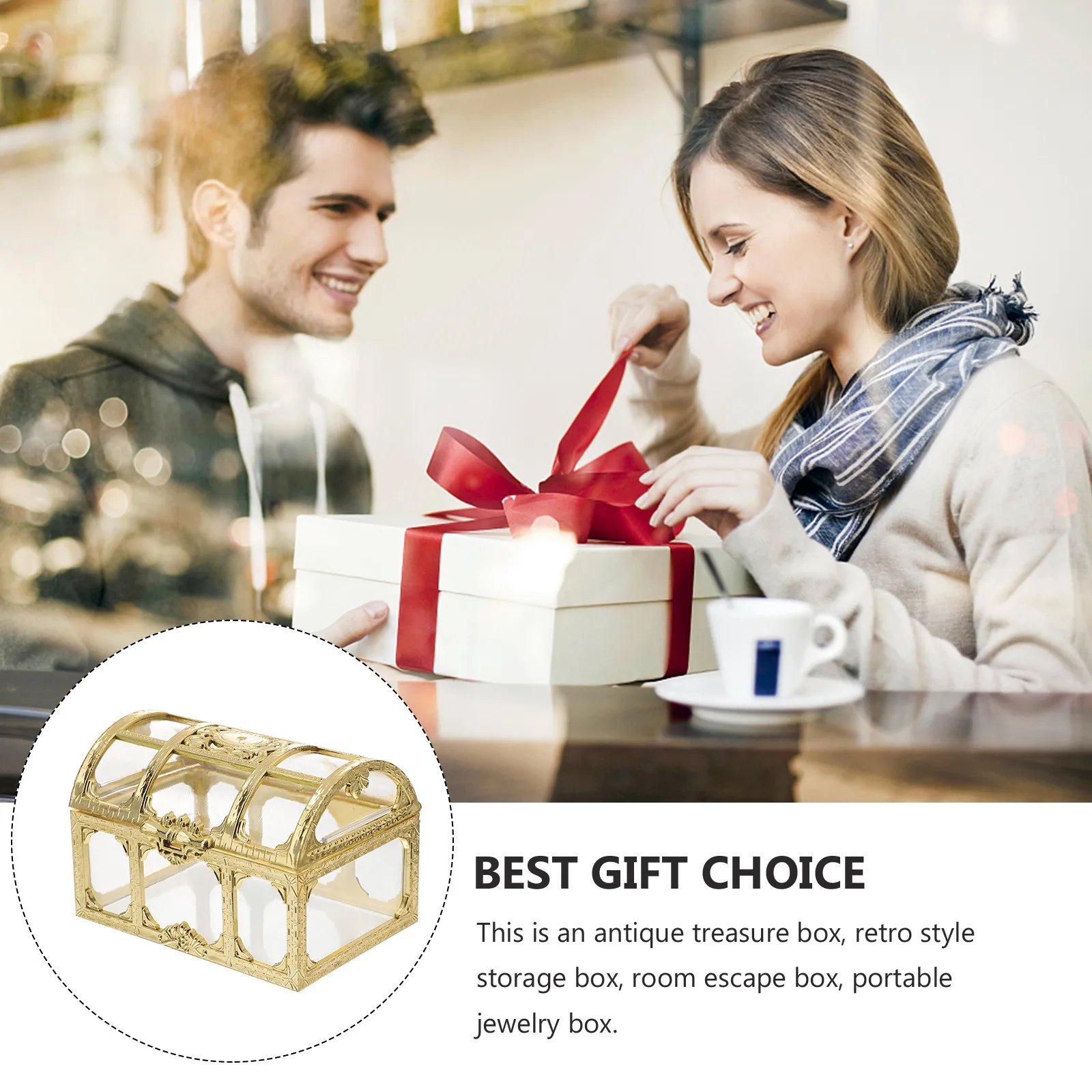 

2Pcs Plastic Transparent Pirate Treasure Chest Jewelry Organizer Storage Box for Trinket Keepsake Treasure Box