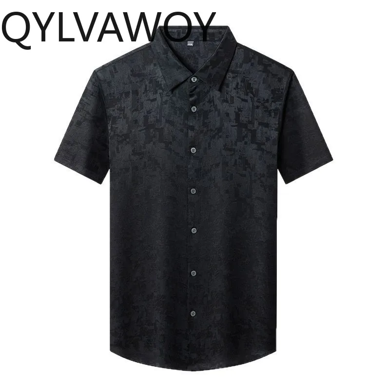 

QYLVAWOY Summer Men's Shirts Tops 92.4% Real Mulberry Silk Menswear Clothing Short Sleeve Shirts Thin Shirts for Man Causal New