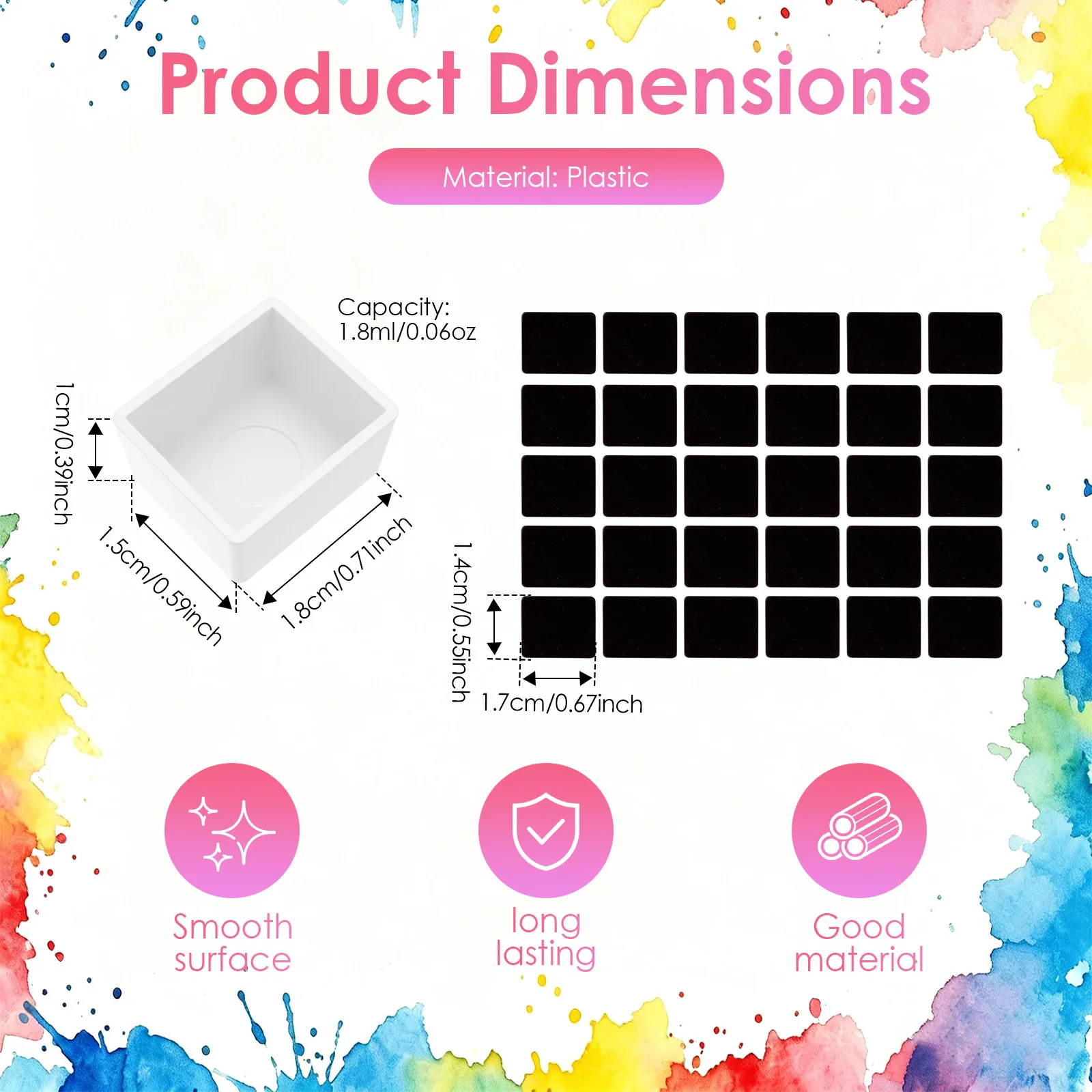 50/100/150Pcs Empty Watercolor Full Pans with Magnetic Stripe 1.8ML/2ML Suitable for Metal Palette Painting Tools Art Supplies