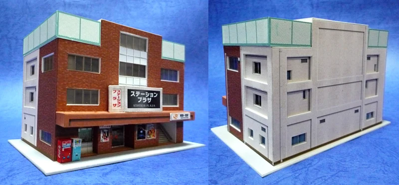 Diorama de bâtiment japonais à l'échelle N 1:150, scène de modèle en papier 3D, ornements faits à la main de bricolage, 3 bâtiments Showa