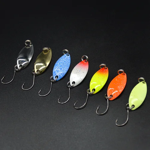 Imagen 2 del producto Señuelo tipo cuchara de pesca, 3g, pez Jigging, cucharas pequeñas de doble Color, un solo gancho, señuelos artificiales coloridos mandarín, bolsa de 5-10 piezas