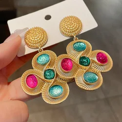 Medieval flower cat's eye earrings niche fashion design earrings