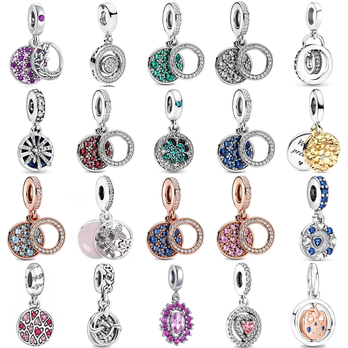 

Красивые новые безделушки из стерлингового серебра 925 пробы с двойным кольцом, подвеска, подходит для оригинального браслета, аксессуары, женские ювелирные изделия