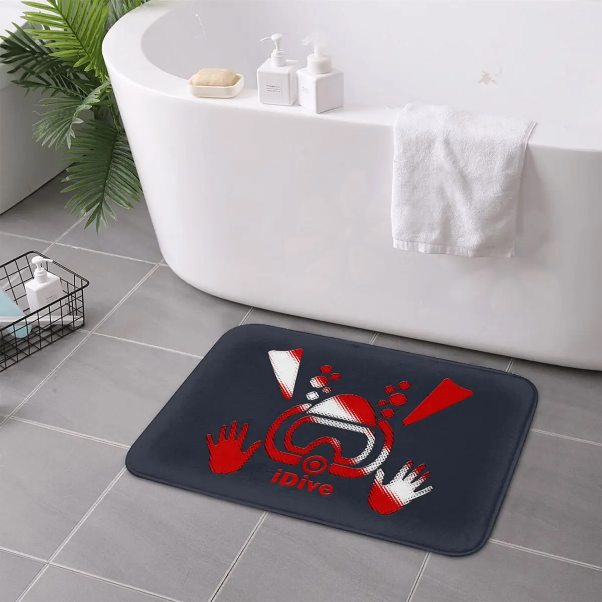 Idive Dive Flag Scuba Diver Diving Art Anti-slip Doormat Floor Mat Carpet Rug for Kitchen Entrance Home Living room Footpad Mats