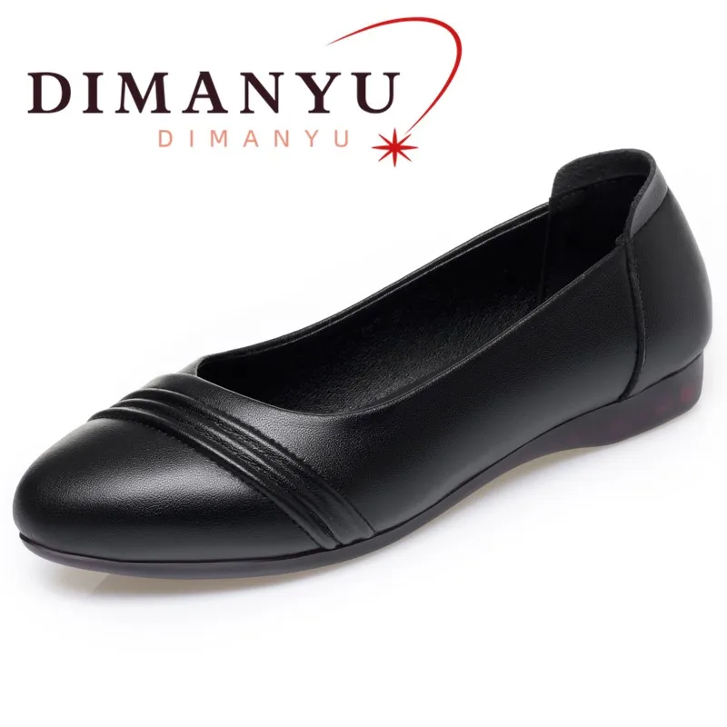 

DIMANYU Women's Flat Shoes 2026 New Spring Genuine Leather Mom Shoes Large Size Casual Women's Shoes