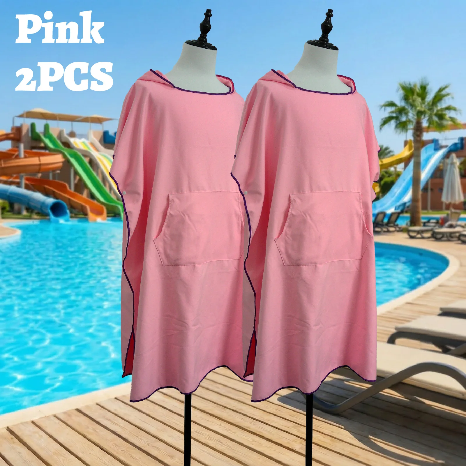 plus Size Quick-Dry Hooded Beach Towel Changing Cape High Absorbency Swim Surf Robe for Easy Carry And Quick Drying