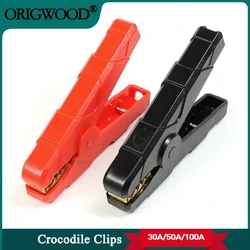 Crocodile Clips Set Car Caravan Van Battery Test Lead Clips Plug Power 30A 50A 100A 300A Black + Red Alligator Clip Connector