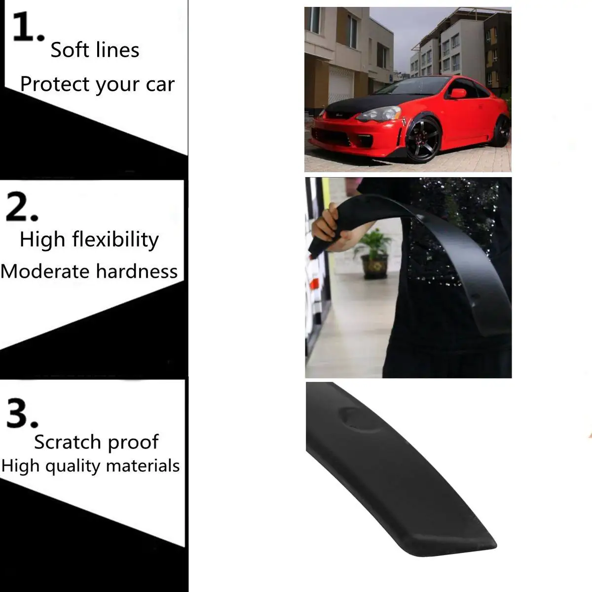 2inch 50mm Universal 4pcs Car Mudguard Flexible Fender Flares Extra Wheel Arch Protector For Benz/BMW/Honda