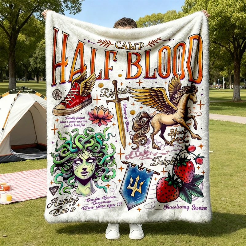 Camp Half Blood Camping Cozy Blanket, Lotus Hotel Black Jack Warm Blanket, Heroes of Olympus Soft, Book Lover Gift