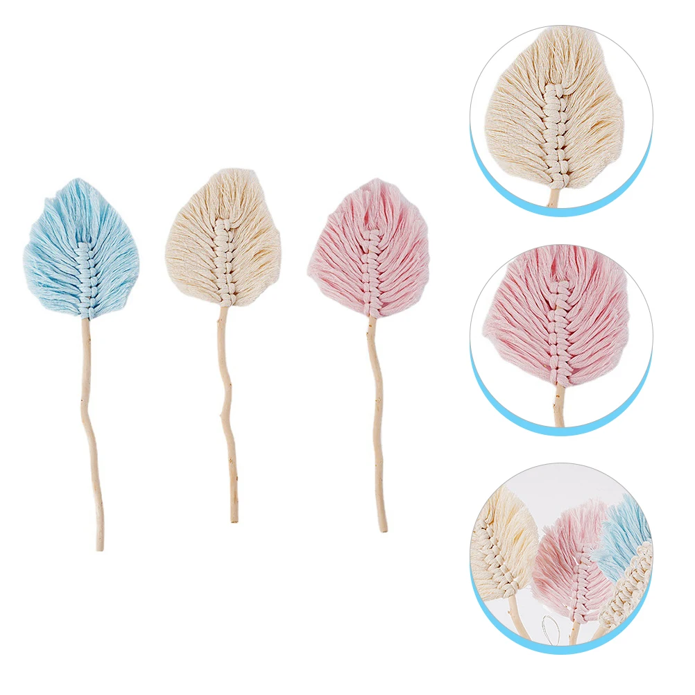 

3pcs Cotton Rope Leaf nament Colorful H crafted Decorations for Home Office Wall Bedroom Arrangement