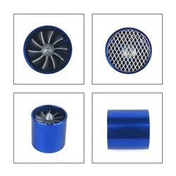 Universal 55mm Car Air Intake Turbonator Single Fan Turbine Super Charger Gas Fuel Saver Turbo General Blue