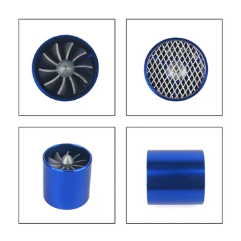 Uniwersalny turbazator wlotu powietrza 55 mm z pojedynczym wentylatorem Turbina Super ładowarka Oszczędzanie paliwa gazowego Turbo Ogólny niebieski