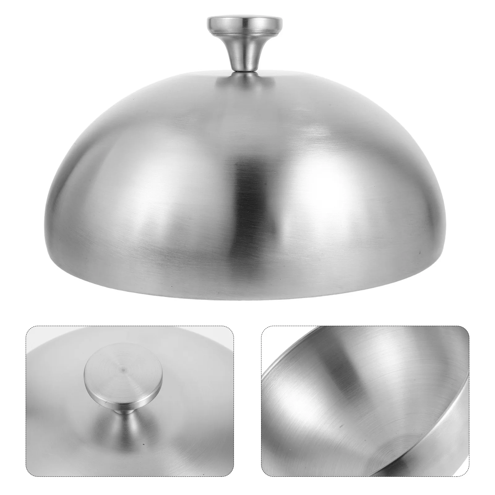 

Stainless Steel Food Dome Cover Round Basting Lid Serving Plate Dish Dome for Steak Seafood Cake 23Cm Dust Proof Easy Clean Home