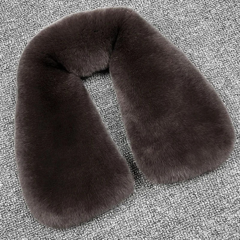 100% Rex Rabbit Fur Collar Men Jackets Coat Decorative Furry Square Collar Winter Neck Warmer Genuine Fur Collar