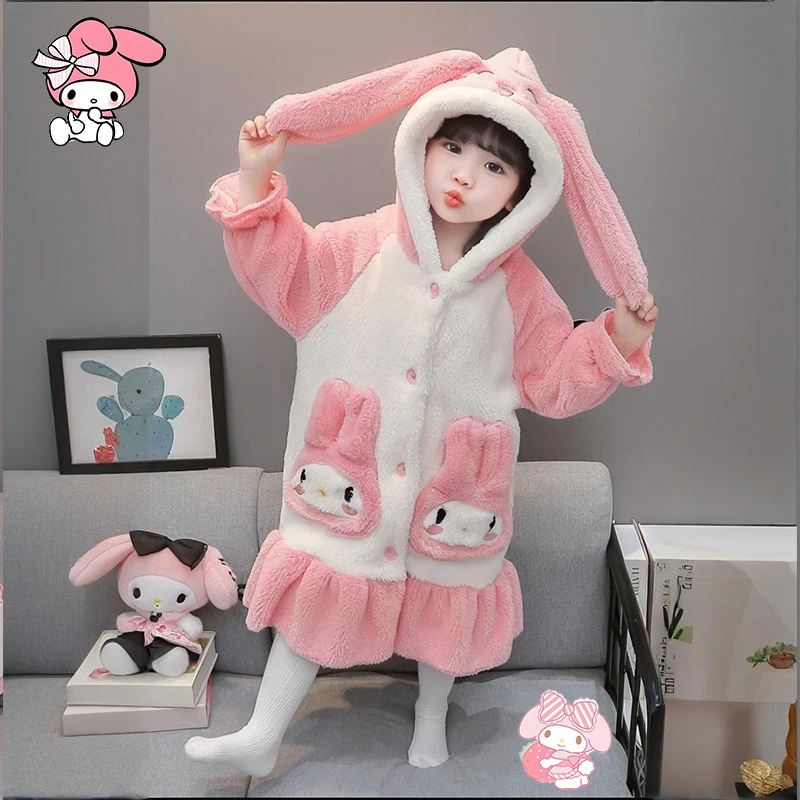 أنيمي الكرتون بلدي ميلودي منامة الاطفال Kawaii أفخم منامة رداء الشتاء الفتيات الفانيلا الدافئة رشاقته ملابس المنزل المرجان برنس حمام ناعم
