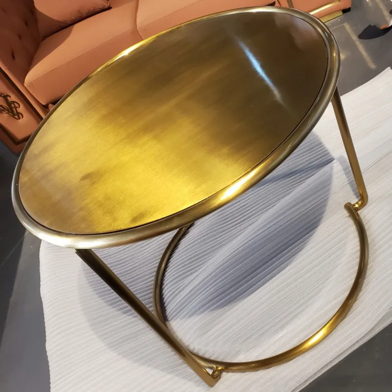 The most popular modern Emirati style round stainless steel gold coffee table for villa living room furniture