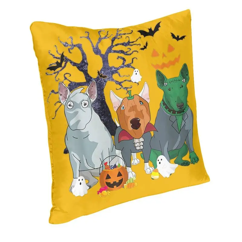 Witch Bull Terrier Dog Cushion Cover Two Side 3D Print Halloween Floor Pillow Case for Sofa Custom Pillowcase Decoration