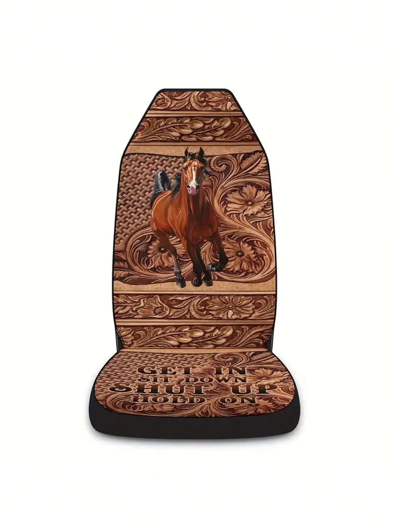 قطعة واحدة من غطاء مقعد السيارة المنقوش على شكل حصان جالوب - واقي مقعد فردي مطبوع بنسيج ثلاثي الأبعاد، مناسب عالمي لجانب السائق، قابل للتنفس #4