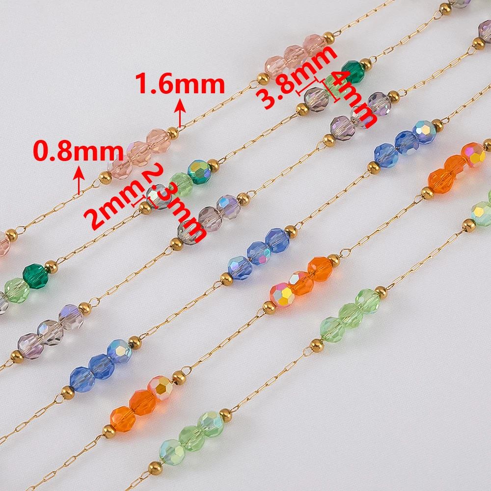 1 미터 스테인레스 스틸 비즈 체인 쥬얼리 만들기 DIY 여성 팔찌 목걸이 쥬얼리 크리스탈 공 페르시 체인 액세서리