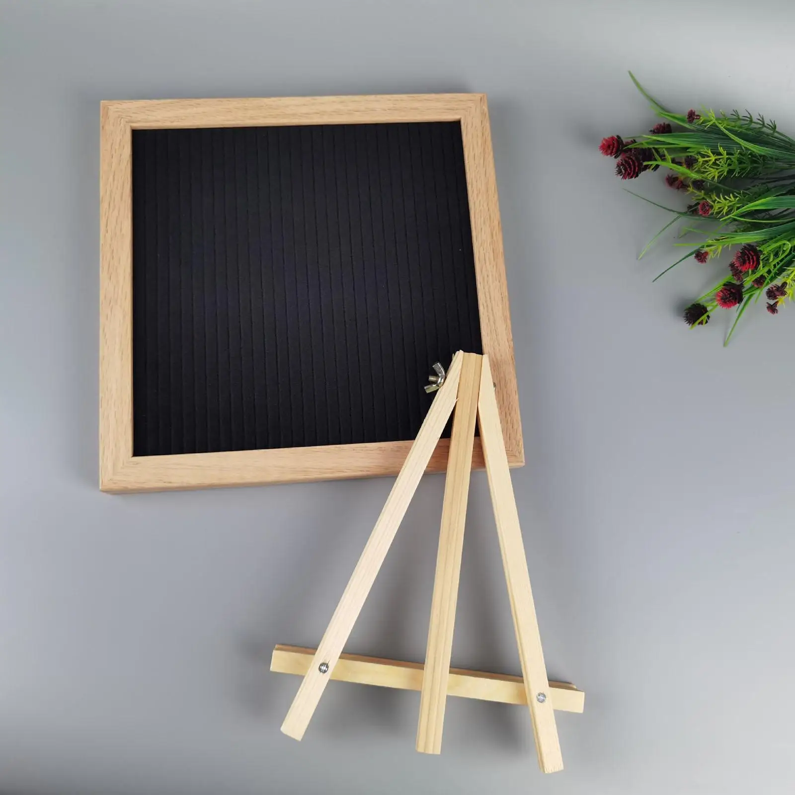 Natural Wood Felt Bulletin Board with Stand Changeable Letters for Quote Announcements Birthday Wedding Home Decoration