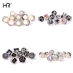 10Pcs Mini Cute Pins Button Flower Pearl Rhinestones Brooch Set Women Suit Sweater Lapel Pin Brooches Collar Badge Jewelry