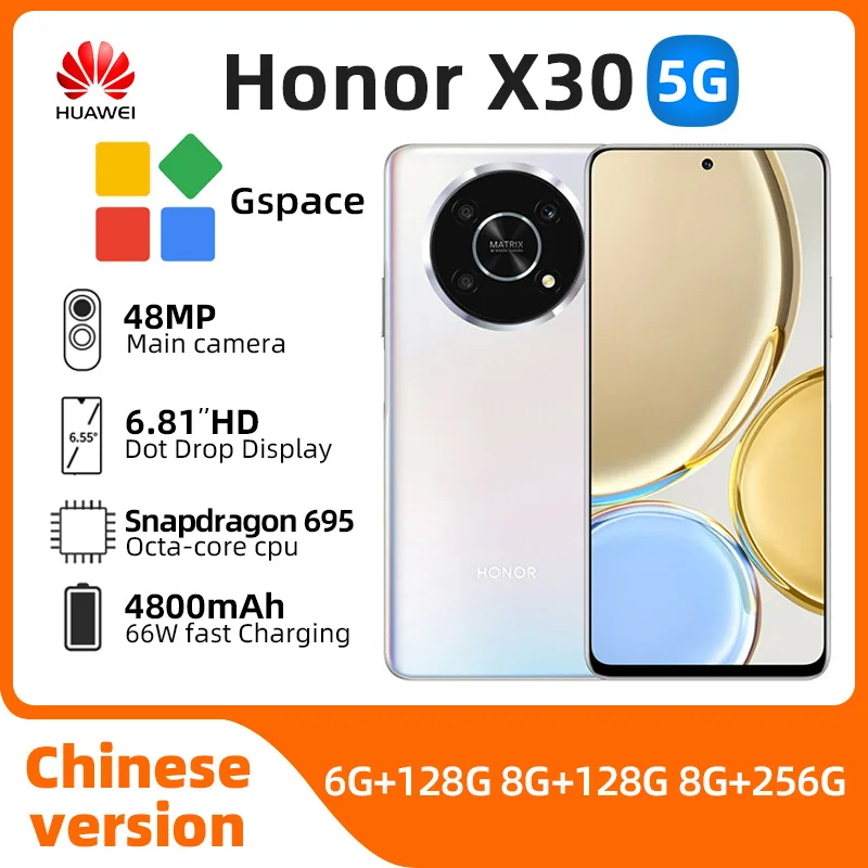 HONOR X30 5g Android  Smartphone 6.81inch 120Hz Screen CPU  Snapdragon 695 4800mAh Battery Mobile phone original used phone