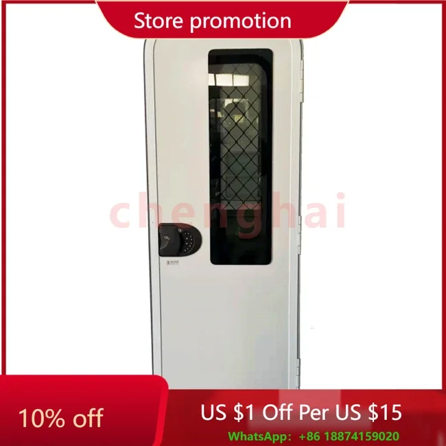 

2023 manufacture Aluminum alloy frame coded lock RV caravan door With Toughened glass window