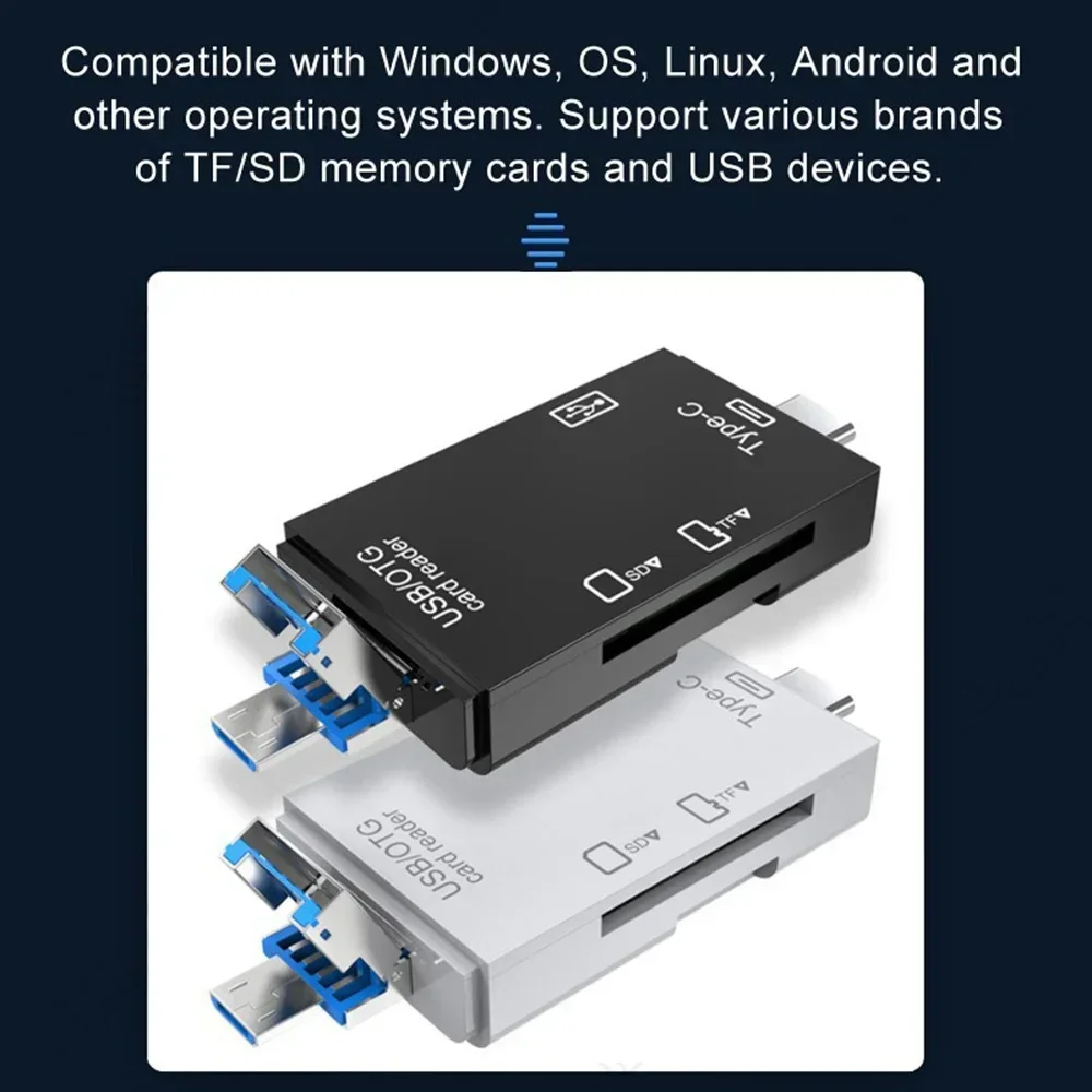 Многофункциональное устройство чтения карт памяти USB OTG-адаптер SD TF USB 2.0 Type C Micro USB Высокоскоростное устройство чтения карт памяти для компьютера и ноутбука
