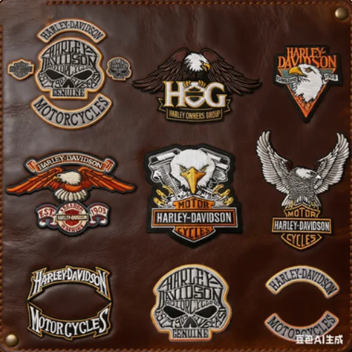 Leather Jacket Denim Hot Melt Adhesive Patch Accessory For Harley Davidson lectra Glide Motorcycle Logo Embroidered Fabric Patch