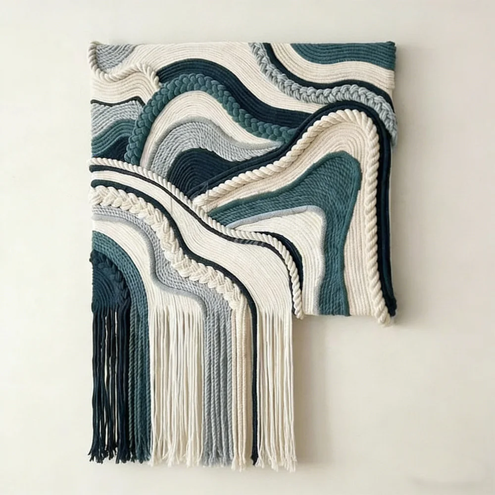 %ss Macrame Decor Ocean Wave Gradient Woven Wall Art for Coastal Minimalist Interiors~*