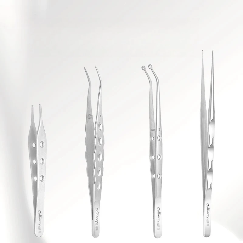 Dental Cotton Dressing Tweezer College Forcep Serrated Tip with Locker Oral Examination Teeth Cleaning Tweezer Stitching Tweezer