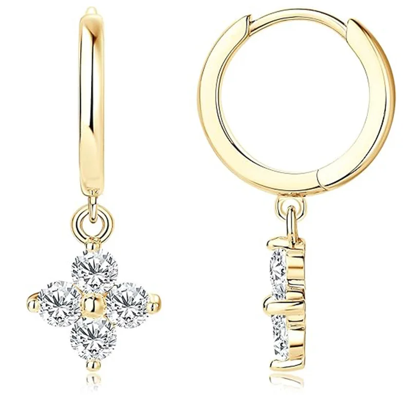 925er Silber vergoldete vierblättrige Blumen-Zirkon-Kettenhalskette für Damen, luxuriöse Kragen-Charm-Kleeblatt-Halsketten, 2025, Trend-Schmuck