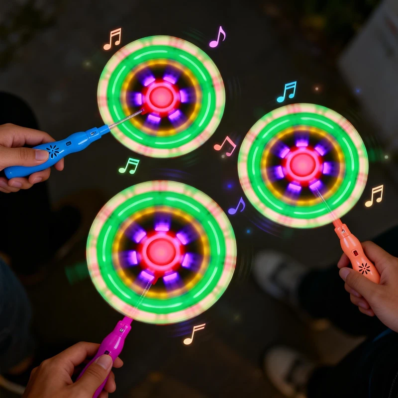LED Music Windmill Spinner Glow Rainbow Flashing Windmill Rotating Toy Spinning Mini Handheld Light Up Windmill Toy Random Color