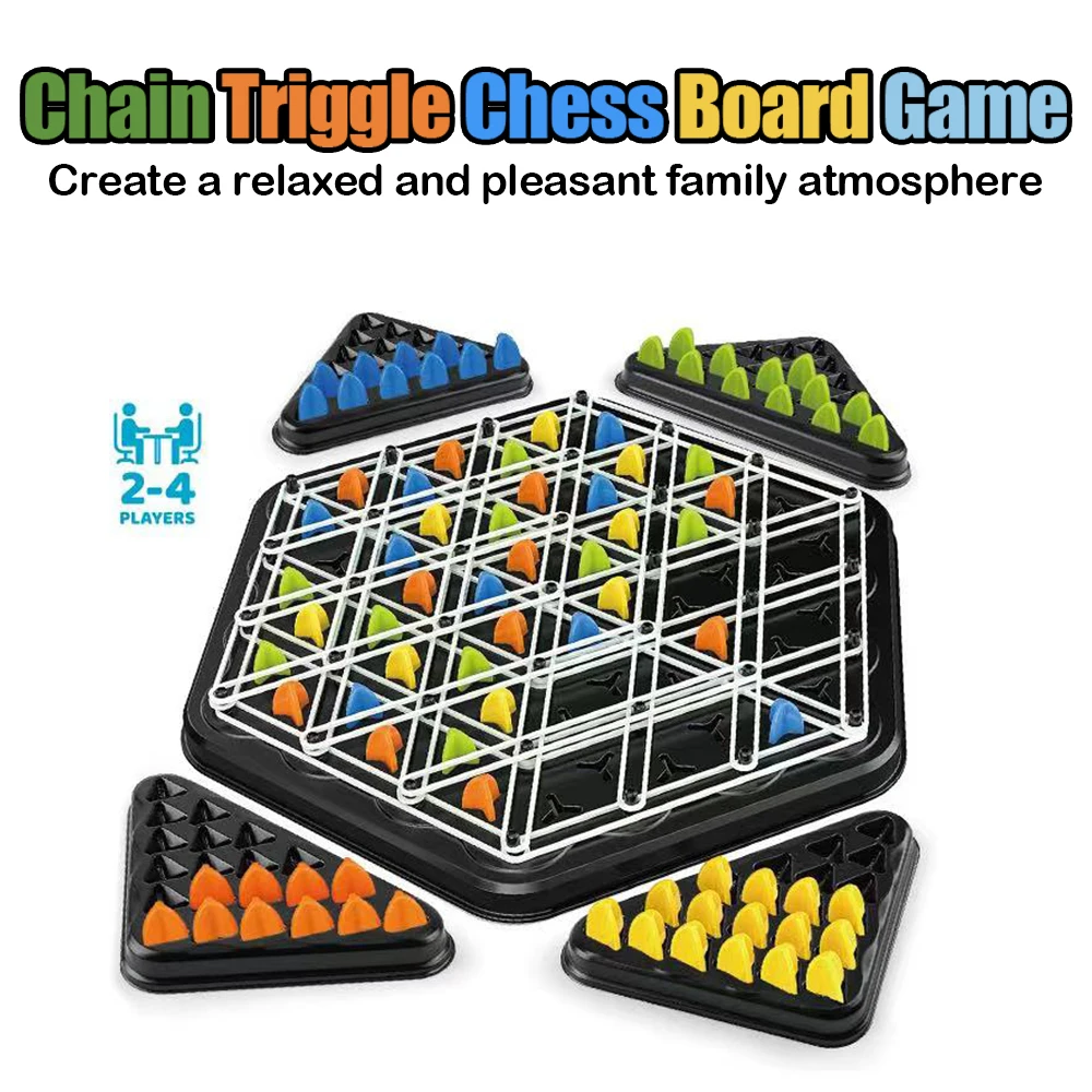 Triangle Chess Game, Trigger Rubber Belt Game, Triangle Chain Chess Game Set, Desktop Interactive Game