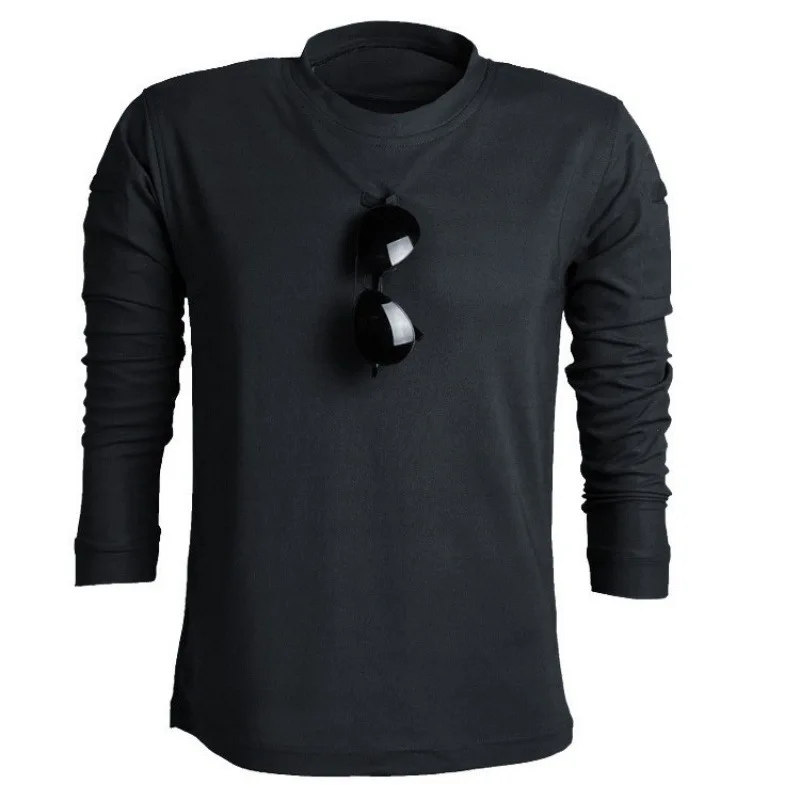 LeisureTMen's loose-fitting, large-size tactical long-sleeve shirt, elastic and sweat-absorbent, for outdoor trainingTLong-sleev