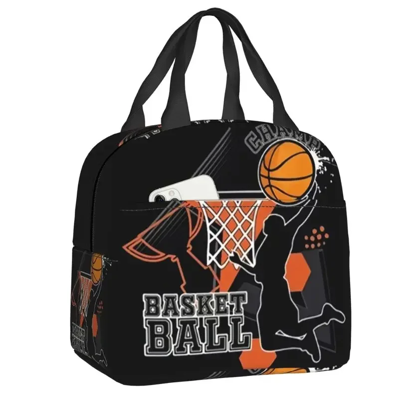 Custom Basketball  Round Lunch Bag Men Women Physical culture Cooler Thermal Insulated Lunch Boxes for Student School