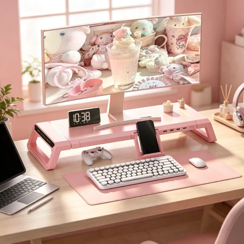 Foldable Monitor Stand Riser USB 3.0 Hub Charging Desktop Computer Shelf Storage Organizer for Office Home Desk Use 모니터 받침대